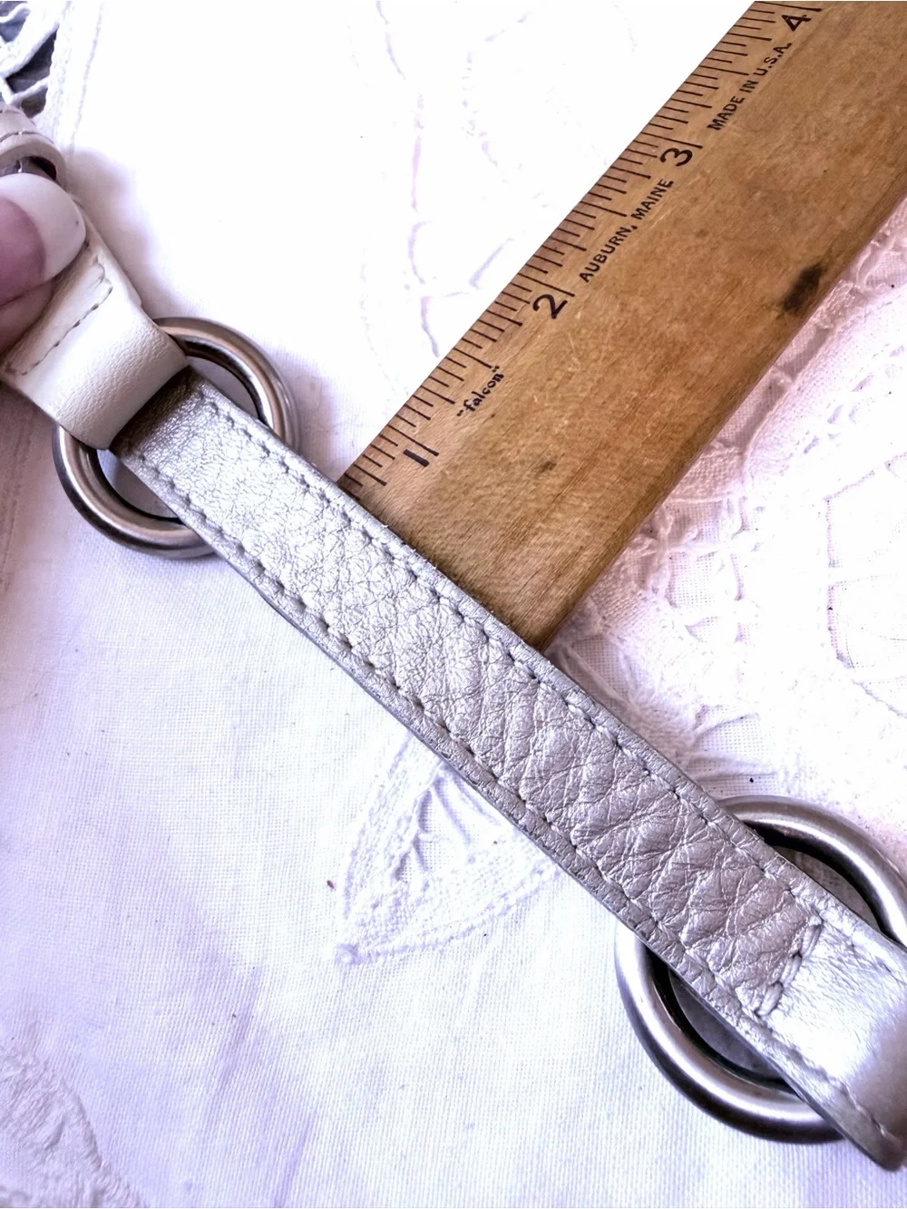 Furla white beige silver slim leather belt M